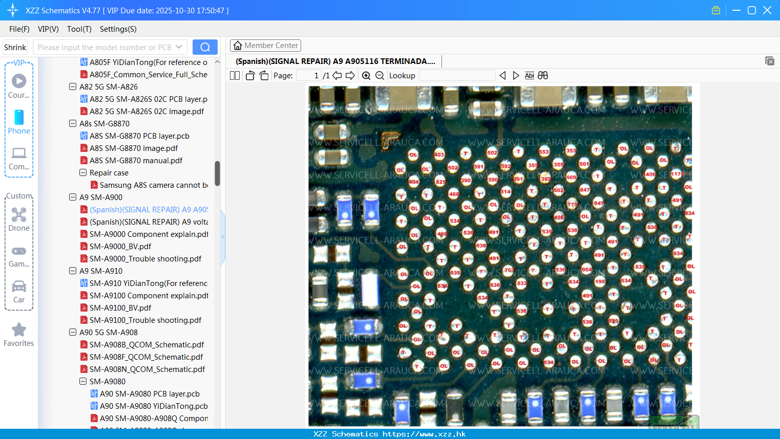 Samsung (Spanish)(SIGNAL REPAIR) A9 A905116 TERMINADA